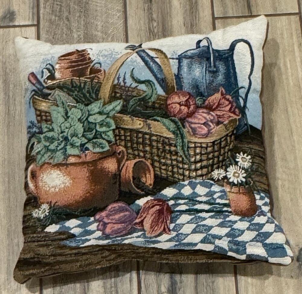 Beautiful Needlepoint Pillow Cover Country Kitchen Design 16”